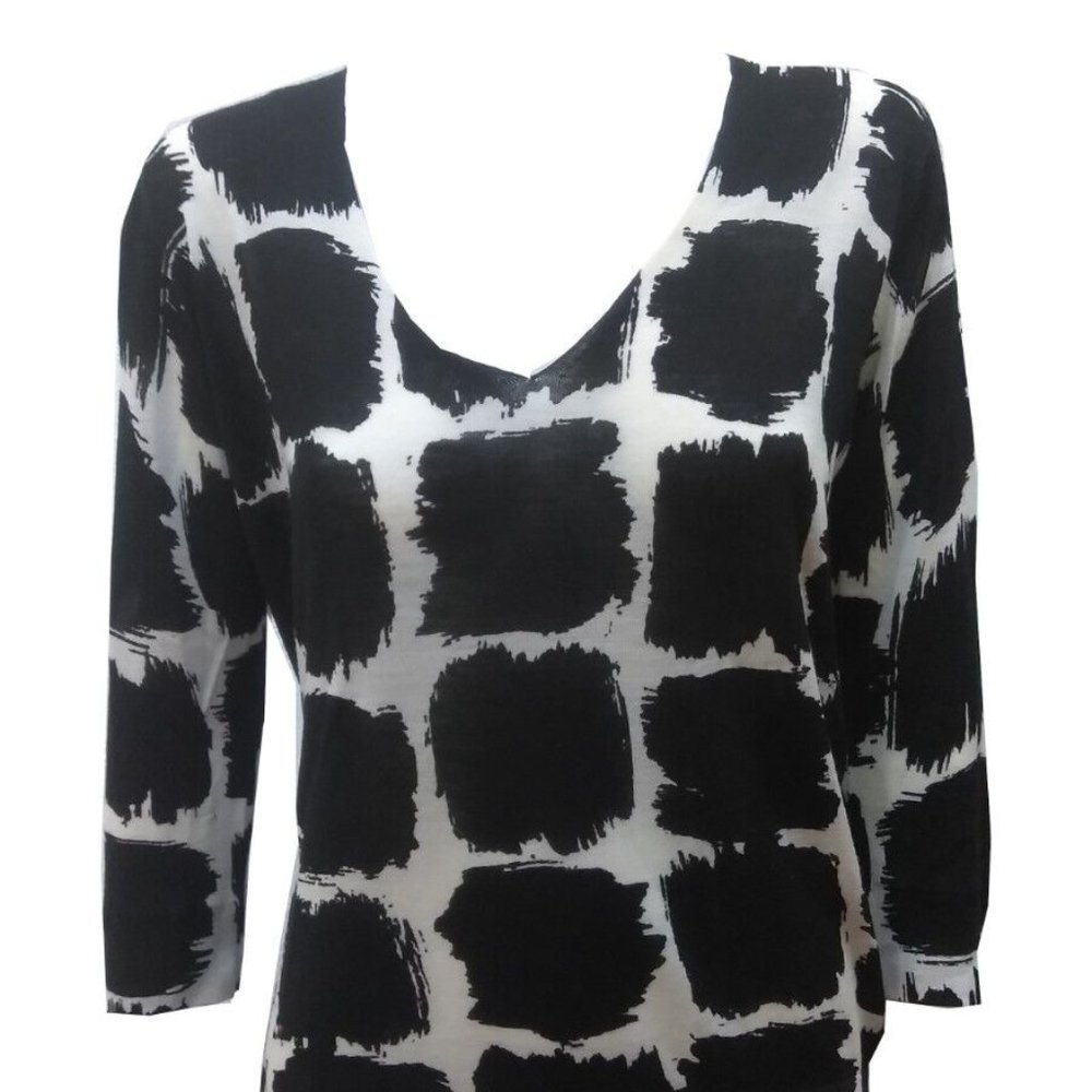 Balenciaga Wool Black & White Long Sleeve  Blouse